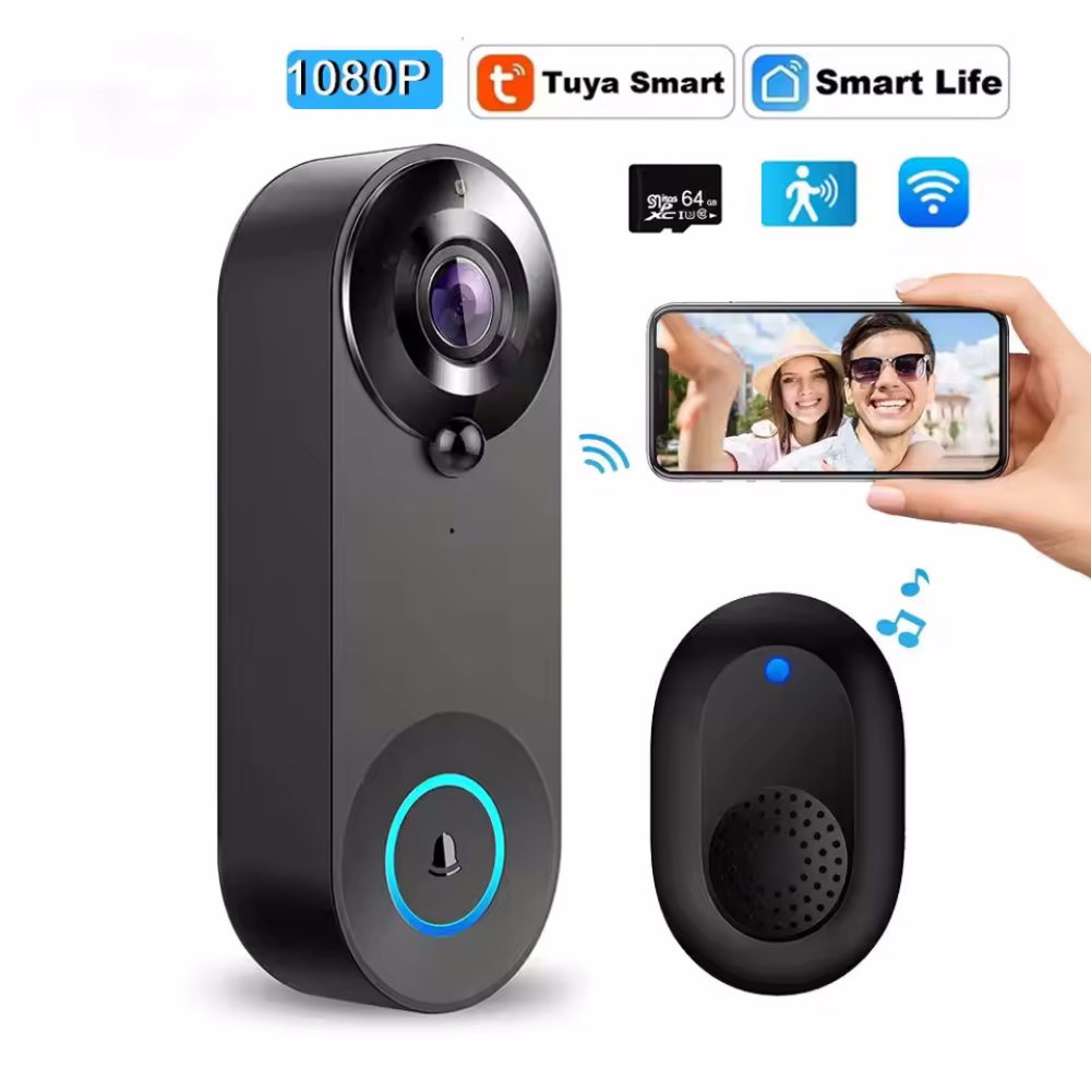 Home Security Monitoring System - Tuya 1080P اللاسلكية جرس باب واي