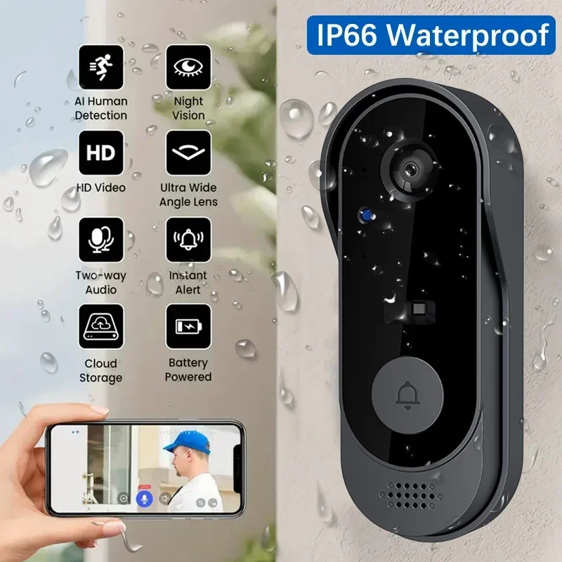 Home Security Monitoring System - كاميرا جرس باب لاسلكية عالية الدقة