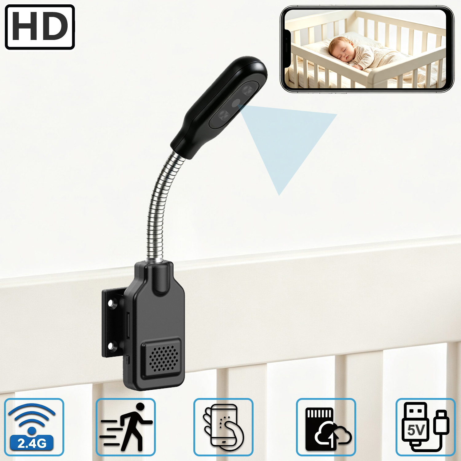 Home Security Hidden Cameras - كاميرا مراقبة مرنة للأطفال والحيوانات الأليفة،